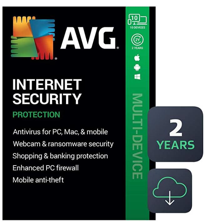 SALE UP TO 44% AVG Internet Security 2022 | Antivirus Protection Software | 10 Devices, 2 Years [PC/Mac/Mobile Download]