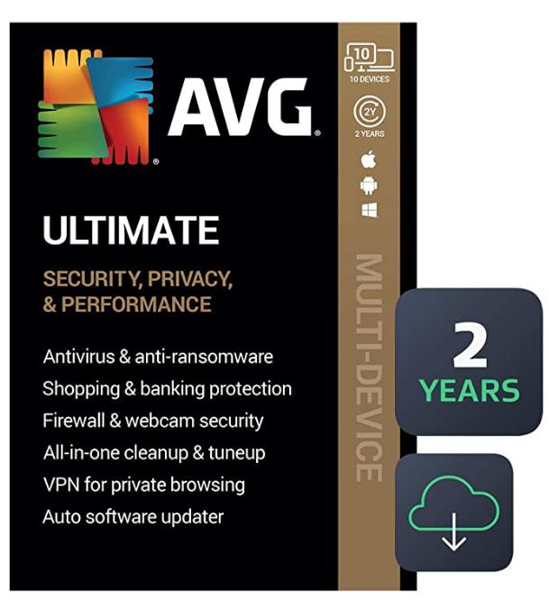 SALE UP TO 60% AVG Ultimate 2022 | Antivirus+Cleaner+VPN | 10 Devices, 2 Years [PC/Mac/Mobile Download]