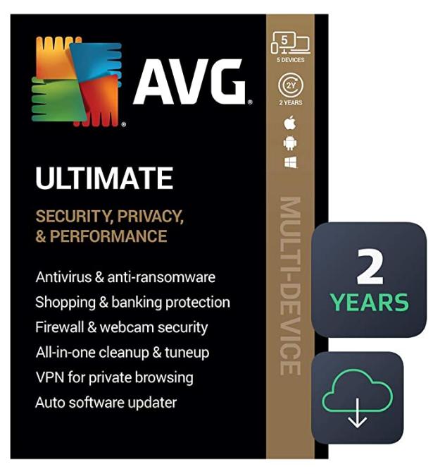SALE UP TO 40% AVG Ultimate 2022 | Antivirus+Cleaner+VPN | 5 Devices, 2 Years [PC/Mac/Mobile Download]