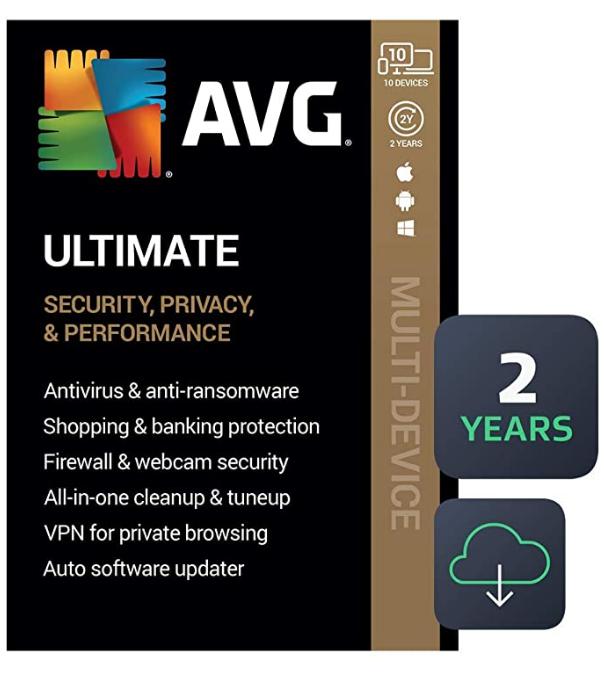SALE UP TO 50% AVG Ultimate 2022 | Antivirus+Cleaner+VPN | 10 Devices, 2 Years [PC/Mac/Mobile Download]