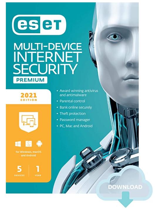 SALE UP TO 40% ESET Multi-Device Internet Security Premium | 2021 Edition | 5 Devices | 1 Year | Antivirus Software | Password Manager | Privacy Protection | Antispam | Anti-Theft | Digital Download [PC/Mac/Android/Linux Online Code]