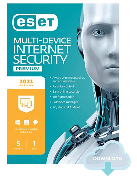SALE UP TO 40% ESET Multi-Device Internet Security Premium | 2021 Edition | 5 Devices | 1 Year | Antivirus Software | Password Manager | Privacy Protection | Antispam | Anti-Theft | Digital Download [PC/Mac/Android/Linux Online Code]