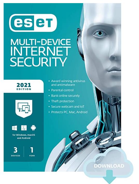 SALE UP TO 43% ESET Multi-Device Internet Security | 2021 Edition | 3 Devices | 1 Year | Antivirus Software | Parental Control | Privacy | IOT Protection | Digital download [PC/Mac/Android/Linux Online Code]