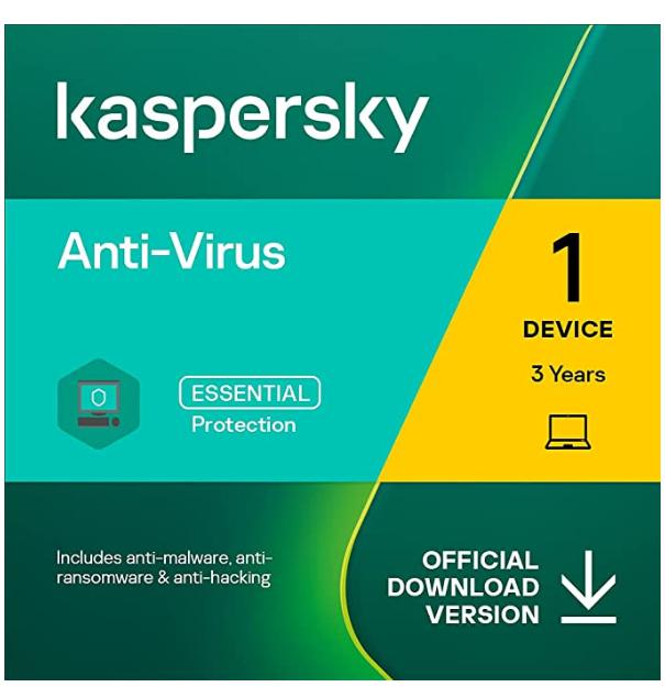 SALE UP TO 72% Kaspersky Anti-Virus 2022 | 1 Device | 3 Years | PC | Online Code