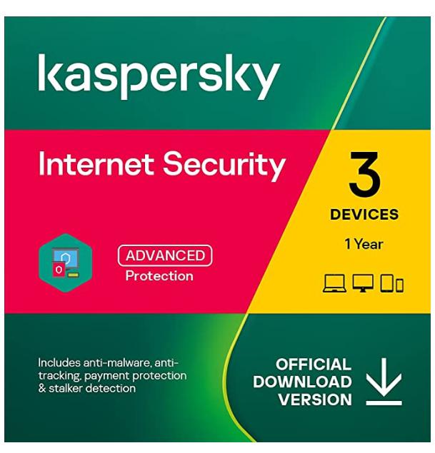 SALE UP TO 69% Kaspersky Internet Security 2022 | 3 Devices | 1 Year | PC/Mac/Android | Online Code