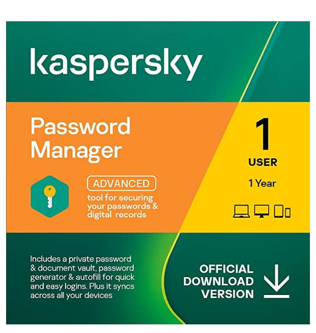 SALE UP TO 53% Kaspersky Password Manager | 1 User account | 1 Year | PC/MAC/Android/iOS | Online Code