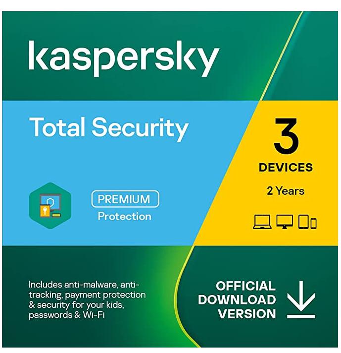 SALE UP TO 71% Kaspersky Total Security 2022 | 3 Devices | 2 Years | PC/Mac/Android | Online Code