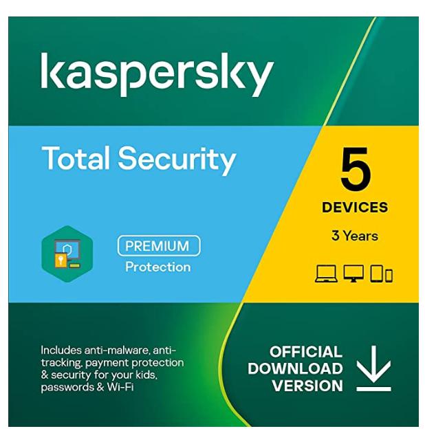 SALE UP TO 71% Kaspersky Total Security 2022 | 5 Devices | 3 Years | PC/Mac/Android | Online Code