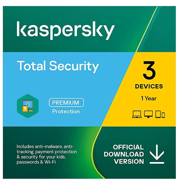 SALE UP TO 74% Kaspersky Total Security 2022 | 3 Devices | 1 Year | PC/Mac/Android | Online Code