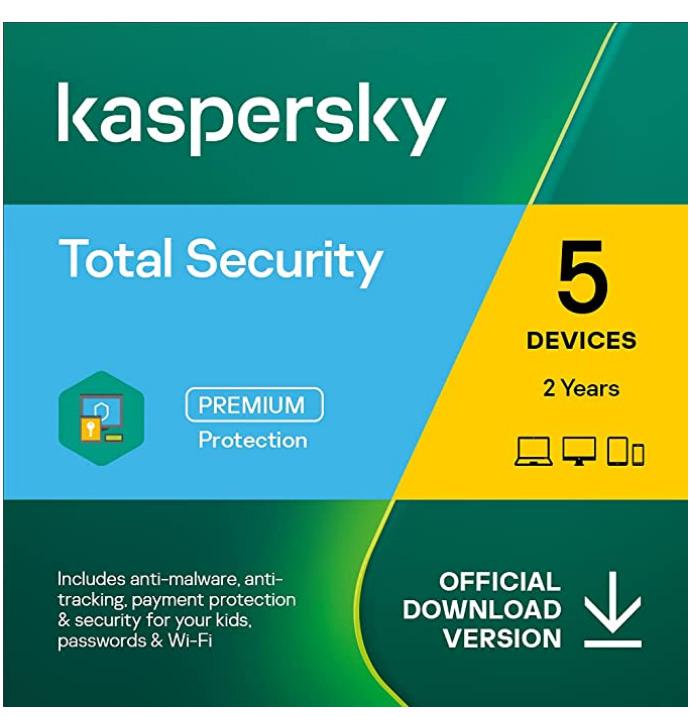 SALE UP TO 71% Kaspersky Total Security 2022 | 5 Devices | 2 Years | PC/Mac/Android | Online Code
