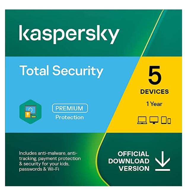SALE UP TO 67% Kaspersky Total Security 2022 | 5 Devices | 1 Year | PC/Mac/Android | Online Code