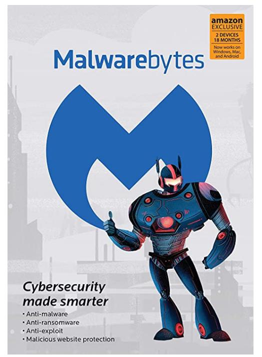 SALE UP TO 10% Malwarebytes | Amazon Exclusive | 18 Months, 2 Devices | PC, Mac, Android [Online Code]
