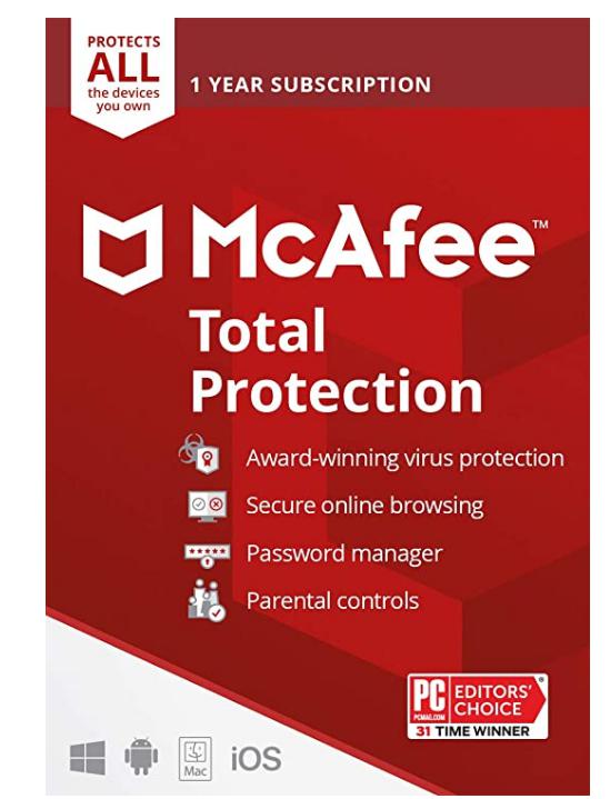 SALE UP TO 18% McAfee Total Protection 2022 | Unlimited Devices | Antivirus Internet Security Software | VPN, Password Manager, Dark Web Monitoring & Parental Controls Included | 1 Year Subscription | Key Card