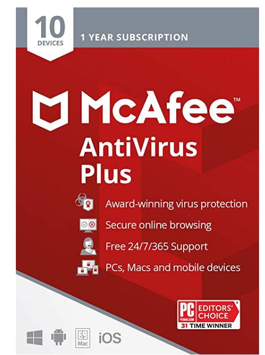 SALE UP TO 20% McAfee AntiVirus Protection Plus 2022 | 10 Device | Internet Security Software, 1 Year – Key Card