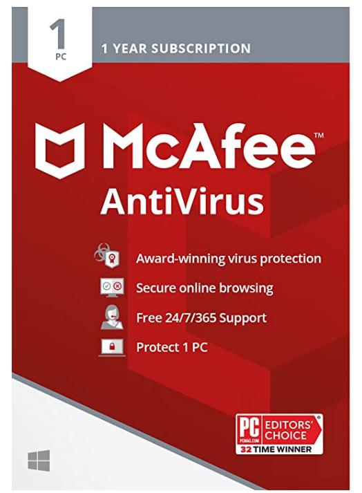 McAfee AntiVirus Protection 2022 | 1 PC | Internet Security Software, 1 Year – Key Card