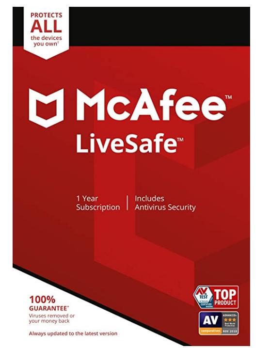 McAfee Live Safe 2021 Unlimited Devices Antivirus Internet and Identity Security Software, Safe Family, 1 Year – Key Card