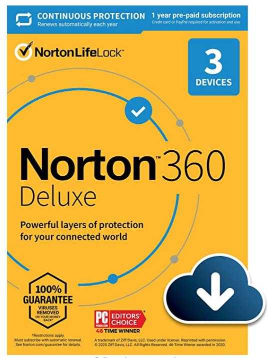SALE UP TO 67% Norton 360 Deluxe 2022 Antivirus software for 3 Devices with Auto Renewal – Includes VPN, PC Cloud Backup & Dark Web Monitoring [Download]