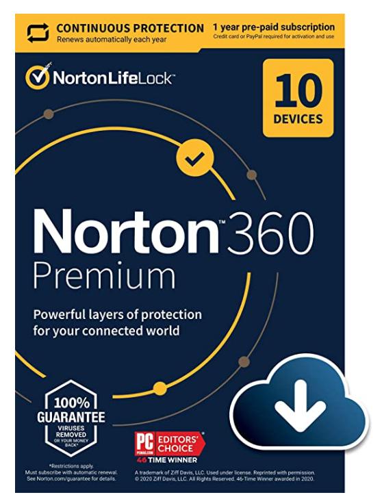 SALE UP TO 58% Norton 360 Premium 2022 Antivirus software for 10 Devices with Auto Renewal – Includes VPN, PC Cloud Backup & Dark Web Monitoring [Download]