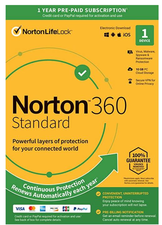 Norton 360 Standard 2022 Antivirus software for 1 Device with Auto Renewal – Includes VPN, PC  Cloud Backup & Dark Web Monitoring [Key Card]