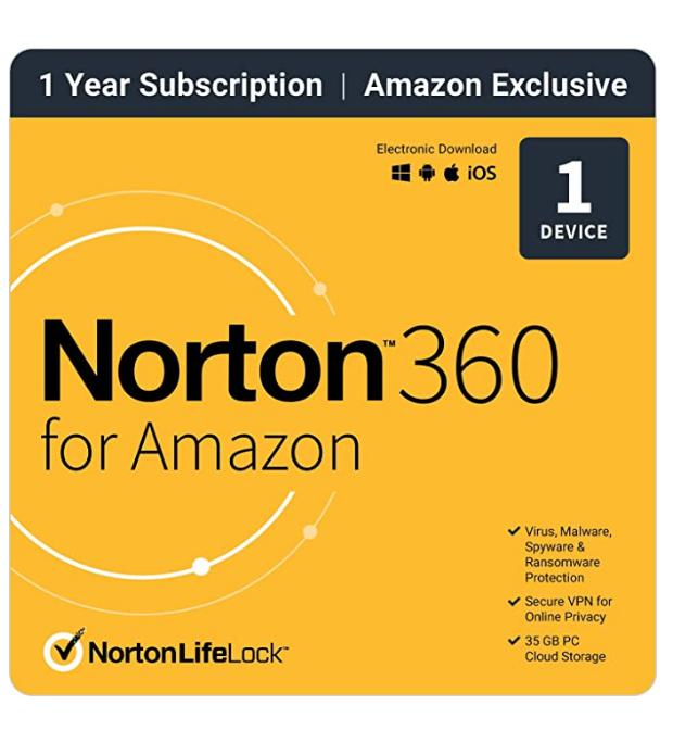 Norton 360 for Amazon 2022 Antivirus software for 1 Device with Auto Renewal