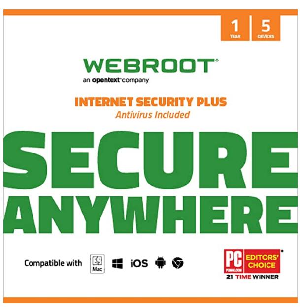 Webroot Internet Security Plus 2022 | Antivirus Software against Computer Virus, Malware, Phishing and more | 5-Device | 1-Year Subscription | Auto Renewal