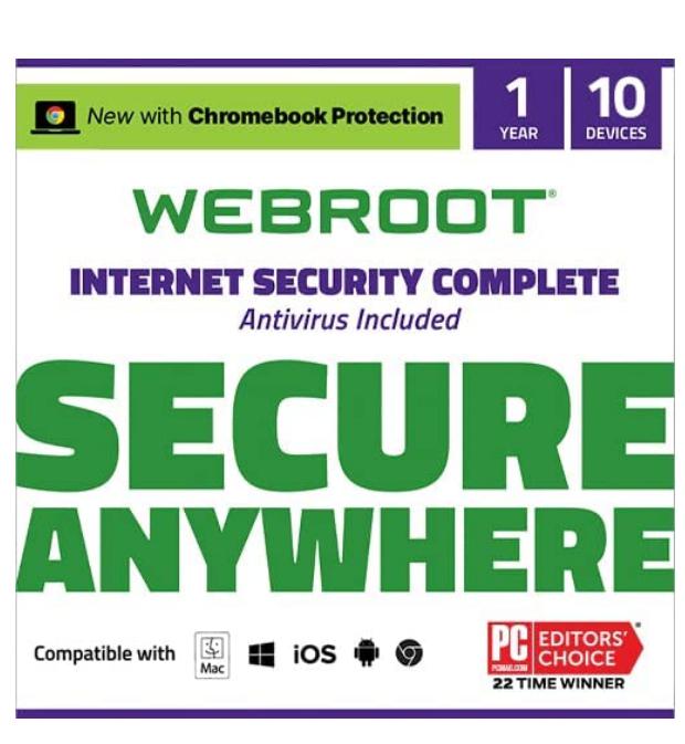 Webroot Internet Security Complete 2022 | Antivirus Software against Computer Virus, Malware, Phishing and more | 10-Device | 1-Year Protection | Auto Renewal