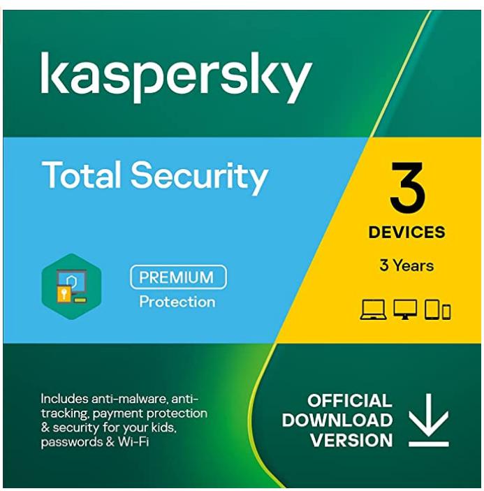 SALE UP TO 71% Kaspersky Total Security 2022 | 3 Devices | 3 Years | PC/Mac/Android | Online Code