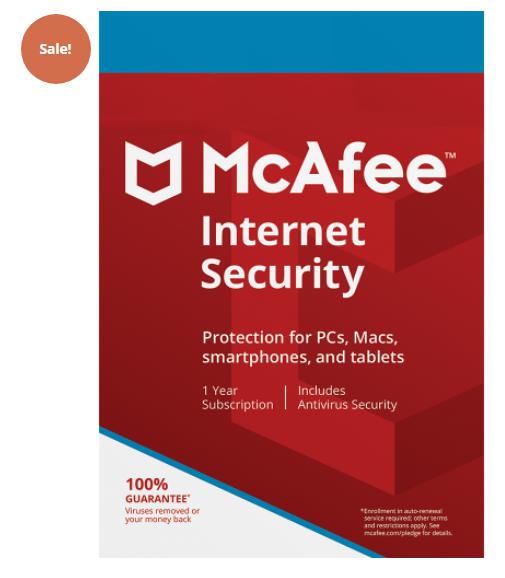 MCAFEE INTERNET SECURITY 75% OFF – 1-YEAR / 10 DEVICES – GLOBAL