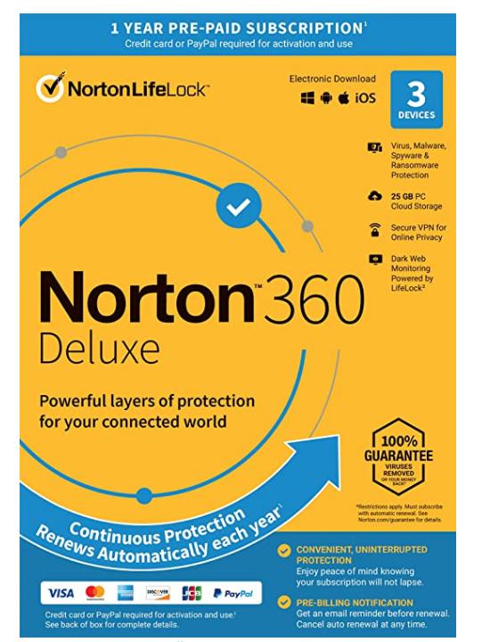 SALE UP TO 67% Norton 360 Deluxe 2022 Antivirus software for 3 Devices with Auto Renewal – Includes VPN, PC Cloud Backup & Dark Web Monitoring [Key Card]