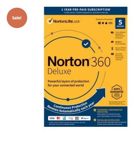 NORTON 360 DELUXE 55% OFF – 1-YEAR / 5-DEVICE