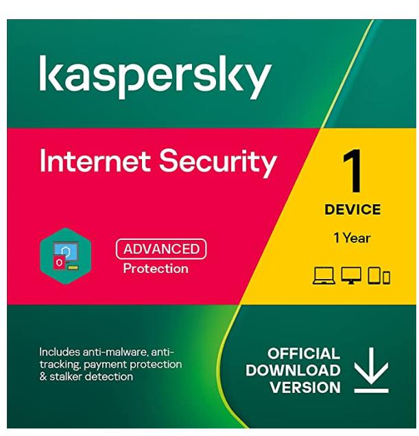 SALE UP TO 75% Kaspersky Internet Security 2022 | 1 Device | 1 Year | PC/Mac/Android | Online Code