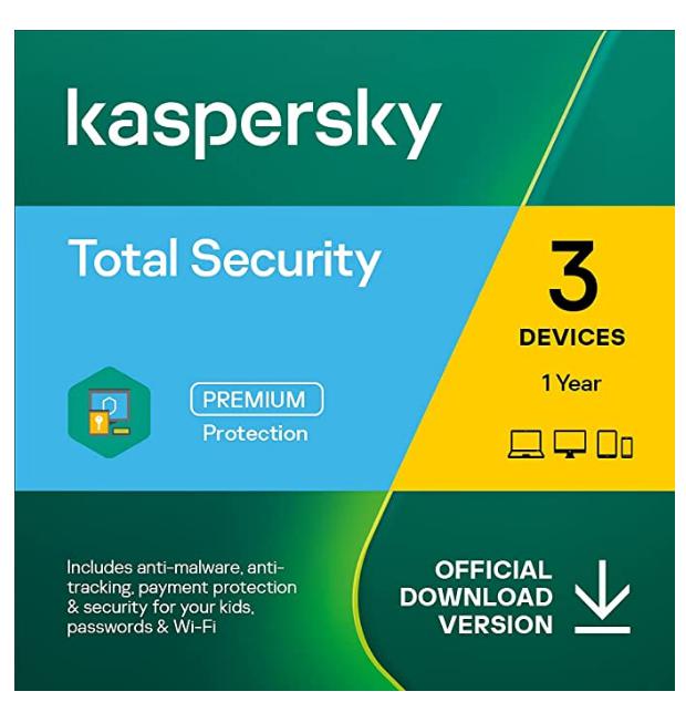 SALE UP TO 68% Kaspersky Total Security 2022 | 3 Devices | 1 Year | PC/Mac/Android | Online Code