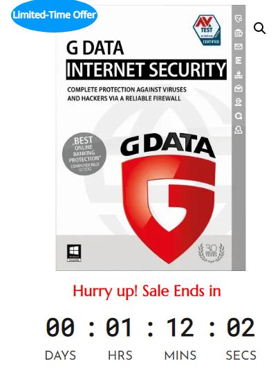 SALE UP TO 30% For G DATA Internet Security 2022 3 PCs 1 Year – Global