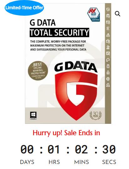 SALE UP TO 30% For G DATA Total Security 2022 3 PCs 1 Year, Global