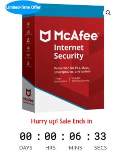 Sale Off McAfee Internet Security 2022 – 1 Year - 55%