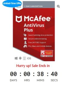 Sale Off McAfee Antivirus Plus Protection 2022 – 12 Month - 20%