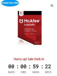 Sale Off McAfee LiveSafe 2022 – 1 Year Subscription Windows + Android + IOS - 80%