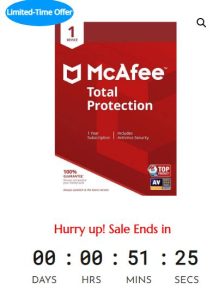 Sale Off McAfee Total Protection 2022 – 12 Month – PC/Mac/Android/iOS - 70%