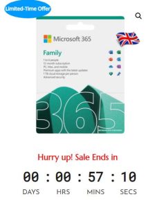 Sale Off Microsoft Office 365 Family 6 Devices, 1 Year – UK/Europe - 60%