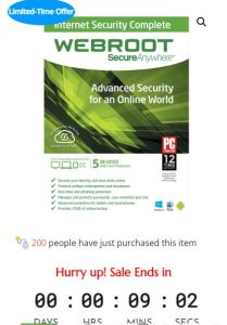 Sale Off Webroot Internet Security Complete 2022 | 5 Device | 1 Year for PC/Mac/Android/Chromebook/IOS - 15%