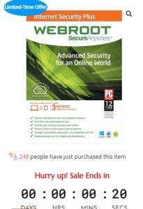 Sale Off Webroot Internet Security Plus 2022 | 3 Device | 1 Year for PC/Mac/Android/Chromebook/IOS - 35%